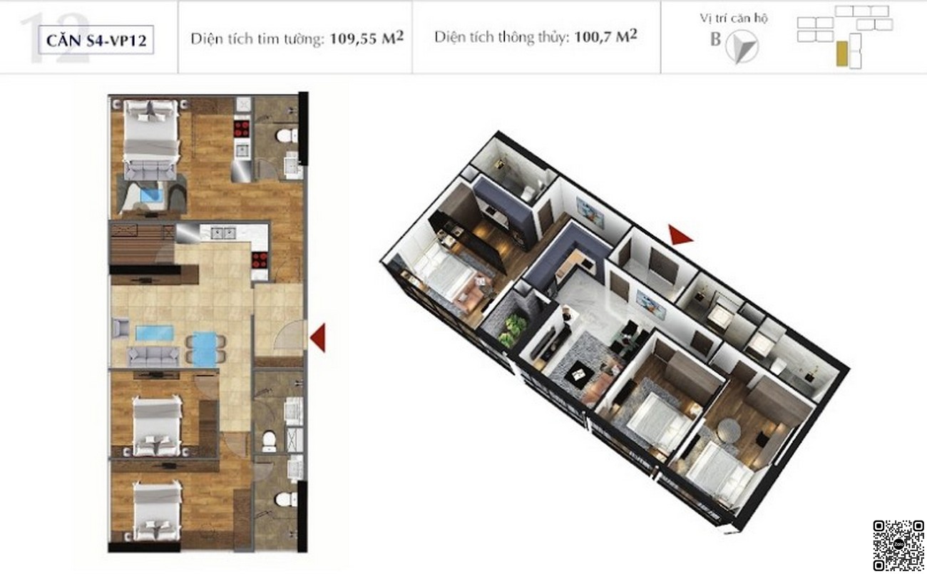 Thiết kế căn hộ diện tích 109,55m²