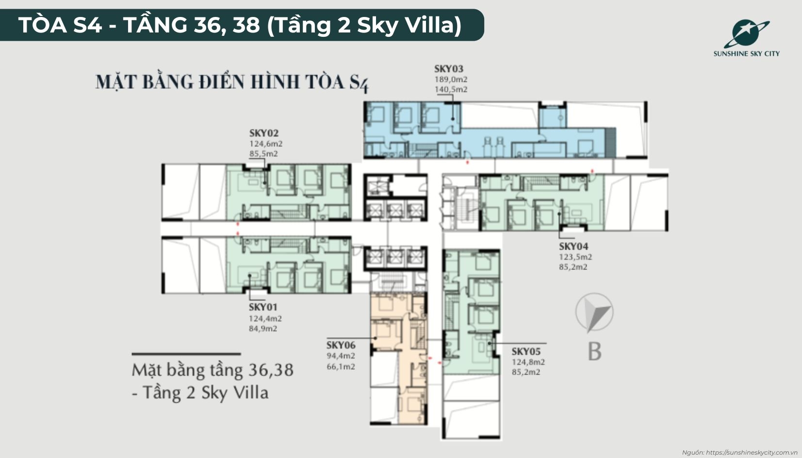 Mặt Bằng Tầng điển Hình Toà S4 Dự án Sunshine Sky City Quận 7
