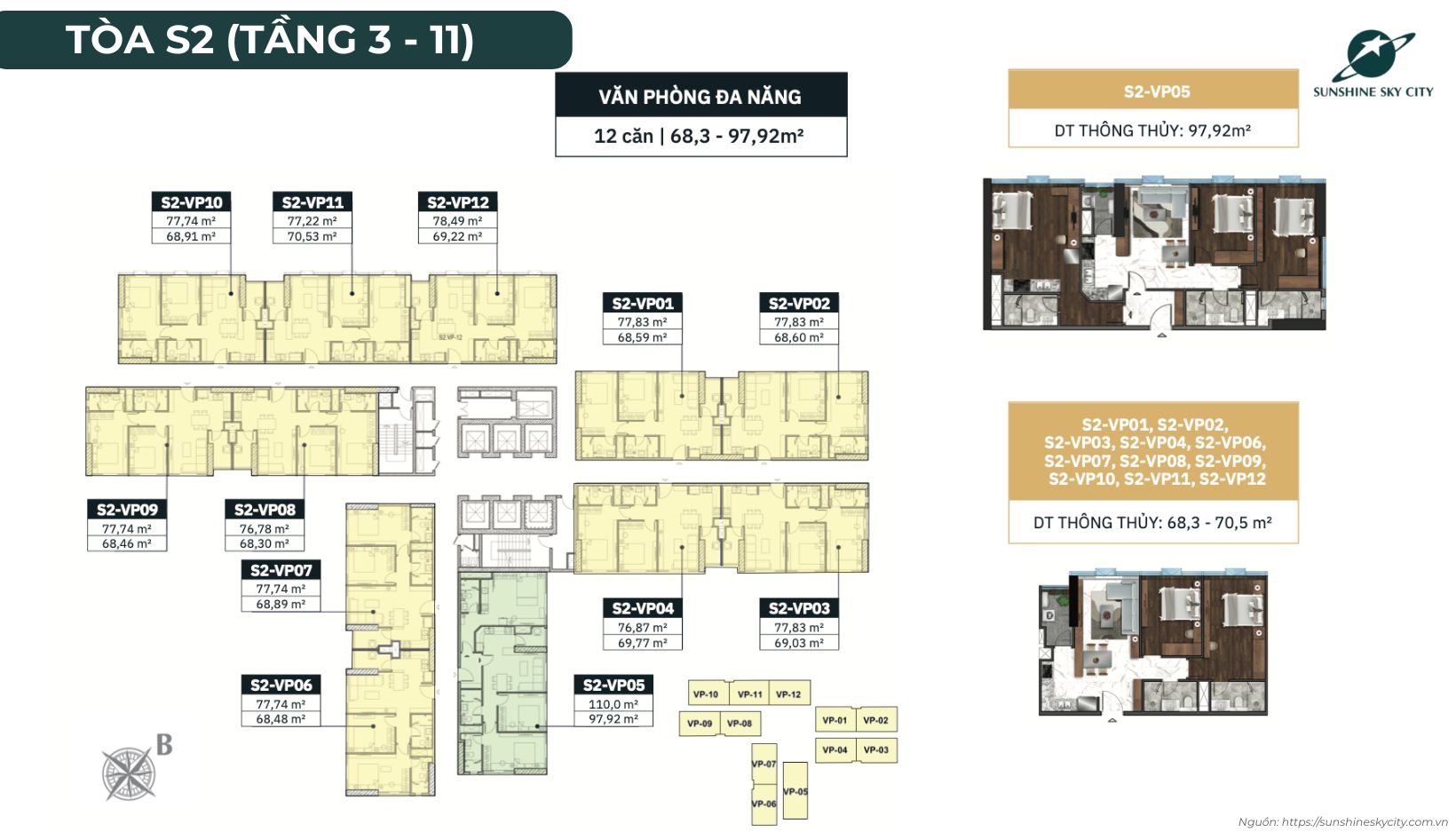 Mặt bằng toà S2 dự án Sunshine Sky City Quận 7