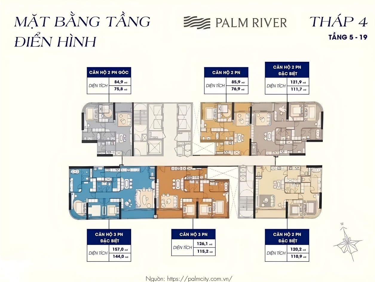 Mặt Bằng Tầng Điển Hình Dự Án Căn Hộ Chung Cư Palm RIver Quận 2