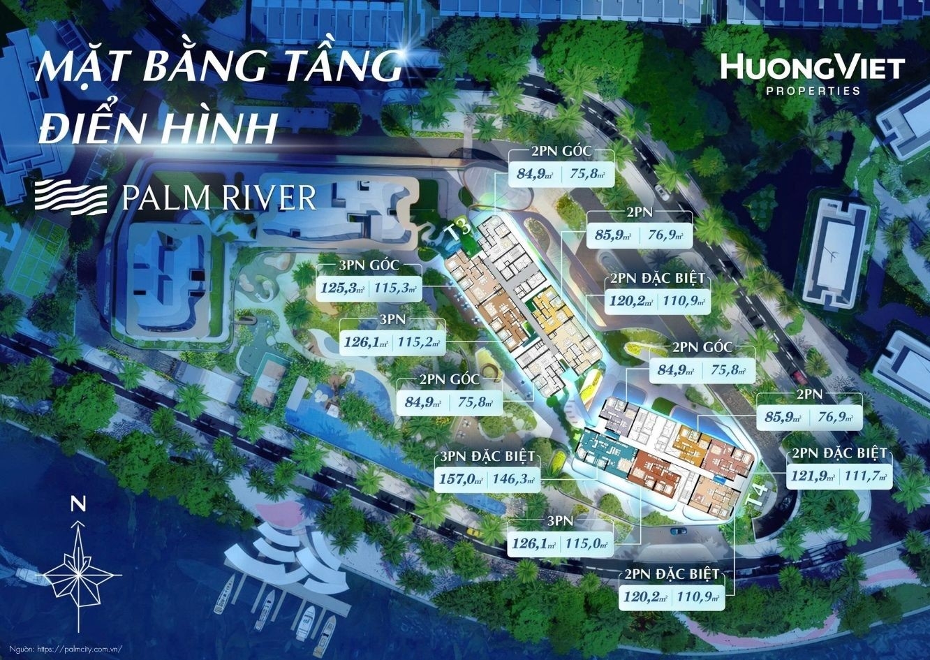 Mặt Bằng Tầng Điển Hình Dự Án Căn Hộ Chung Cư Palm RIver Quận 2
