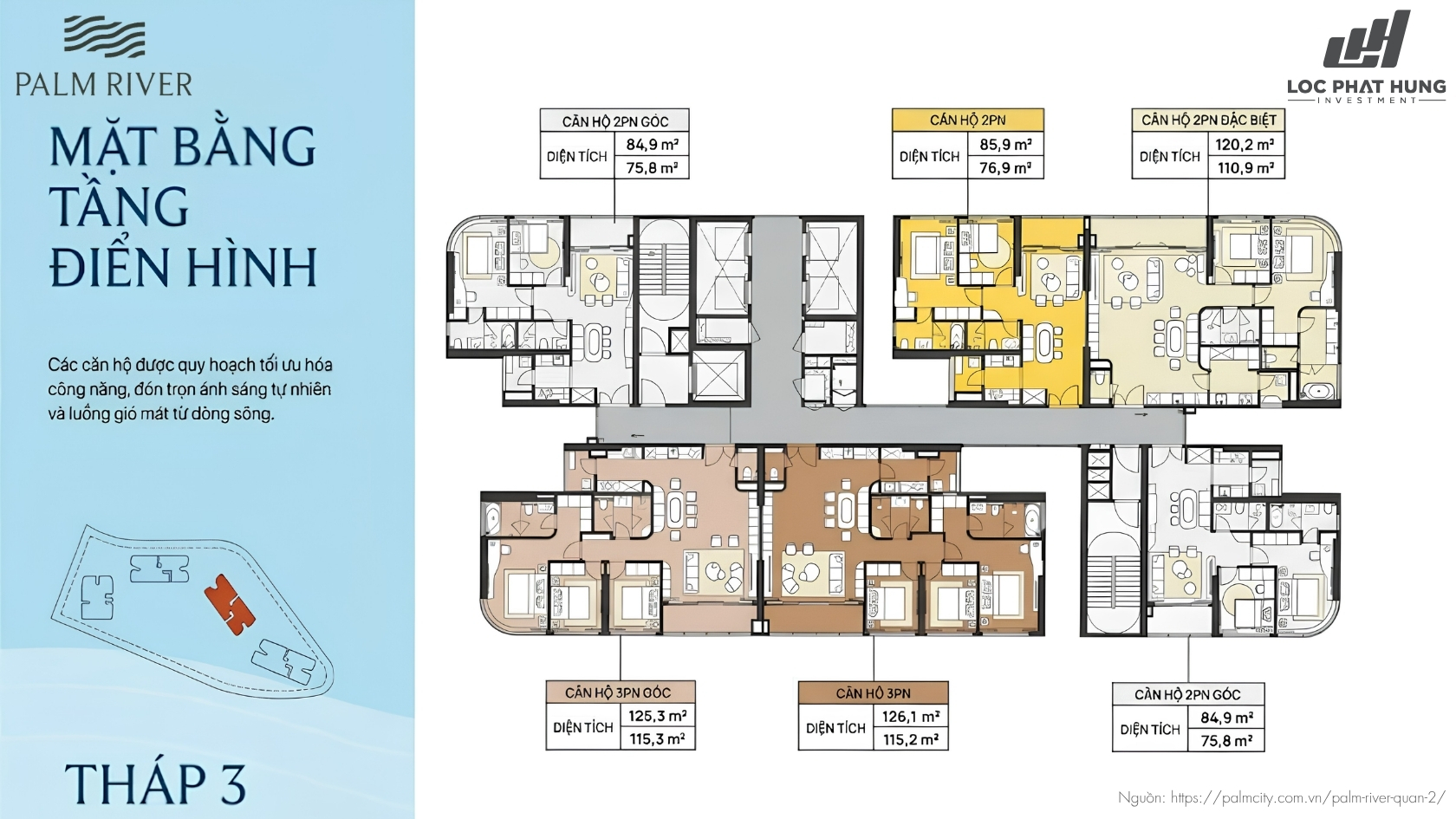 Mặt Bằng Tầng Điển Hình Dự Án Căn Hộ Chung Cư Palm RIver Quận 2