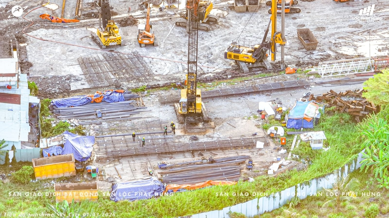 Cập nhật tiến độ móng cọc V7 V8 V9 Sunshine Sky City. Cơ hội mua căn hộ giá F0 và chính sách vay 35 năm từ KienlongBank, lãi suất 0%.