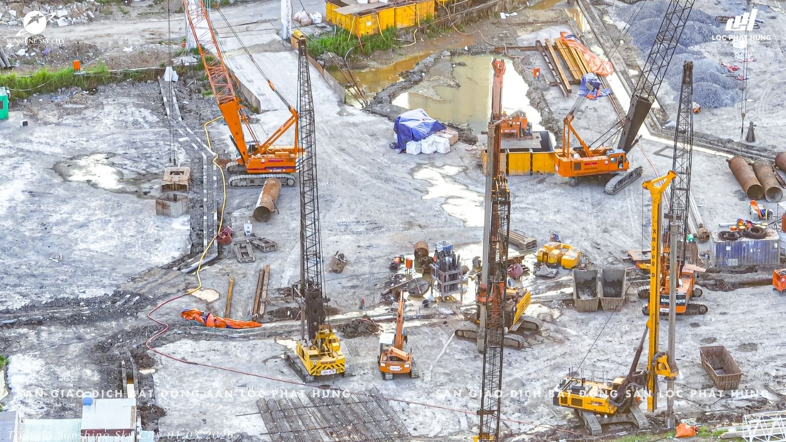 Cập nhật tiến độ móng cọc V7 V8 V9 Sunshine Sky City. Cơ hội mua căn hộ giá F0 và chính sách vay 35 năm từ KienlongBank, lãi suất 0%.