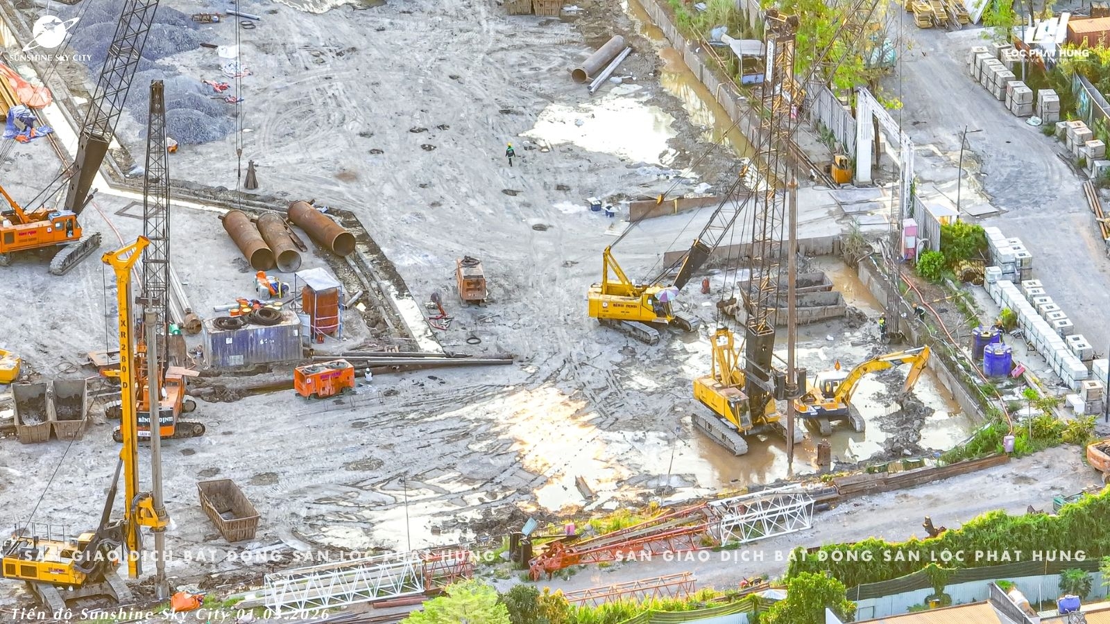 Cập nhật tiến độ móng cọc V7 V8 V9 Sunshine Sky City. Cơ hội mua căn hộ giá F0 và chính sách vay 35 năm từ KienlongBank, lãi suất 0%.
